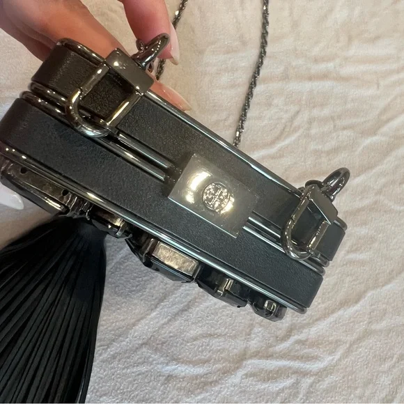 Tory Bursh Black Crystal Adele Hardshell Clutch - Picture 4 of 13